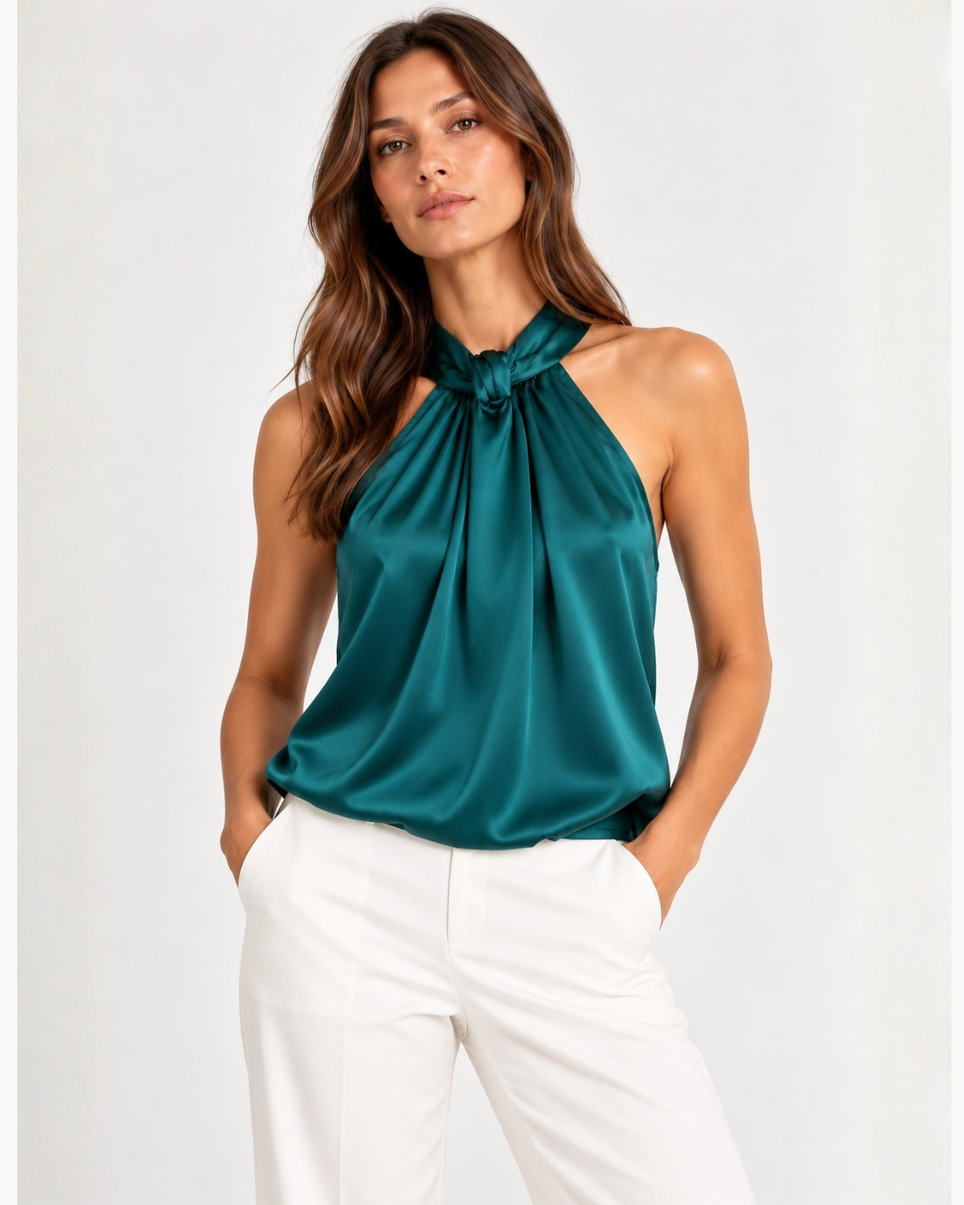Go Silk Go High Neck Halter at Romi Boutique