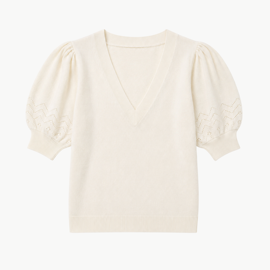 Reina Puff Cashmere Top