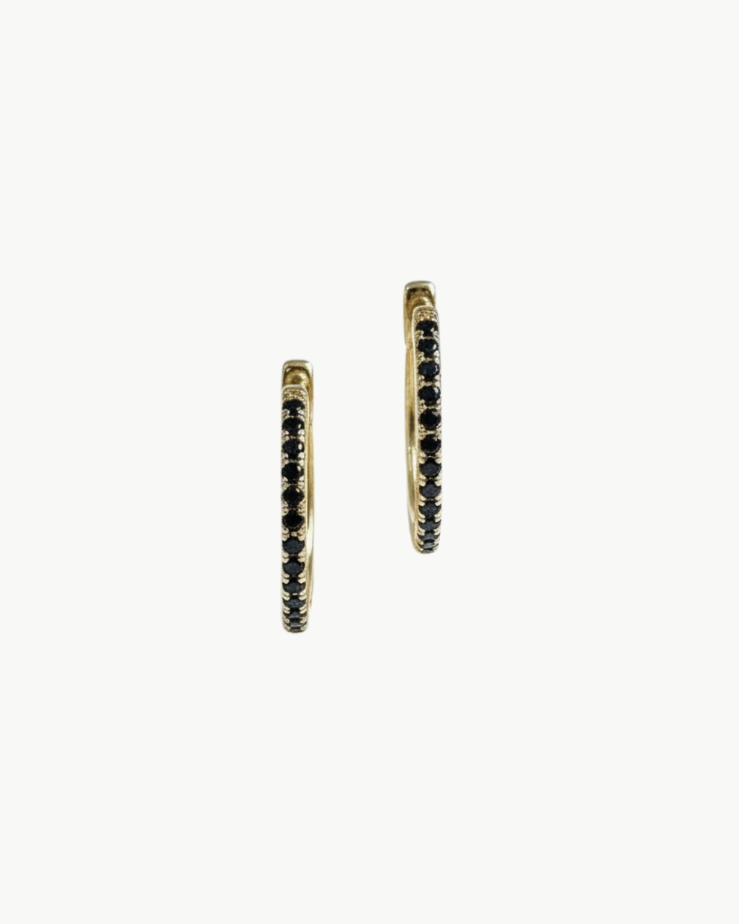BLACK DIAMOND HUGGIE EARRINGS IN 14K YELLOW GOLD