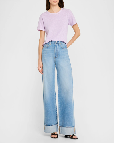 CARLA COTTON CREWNECK TEE IN SOFT LILAC