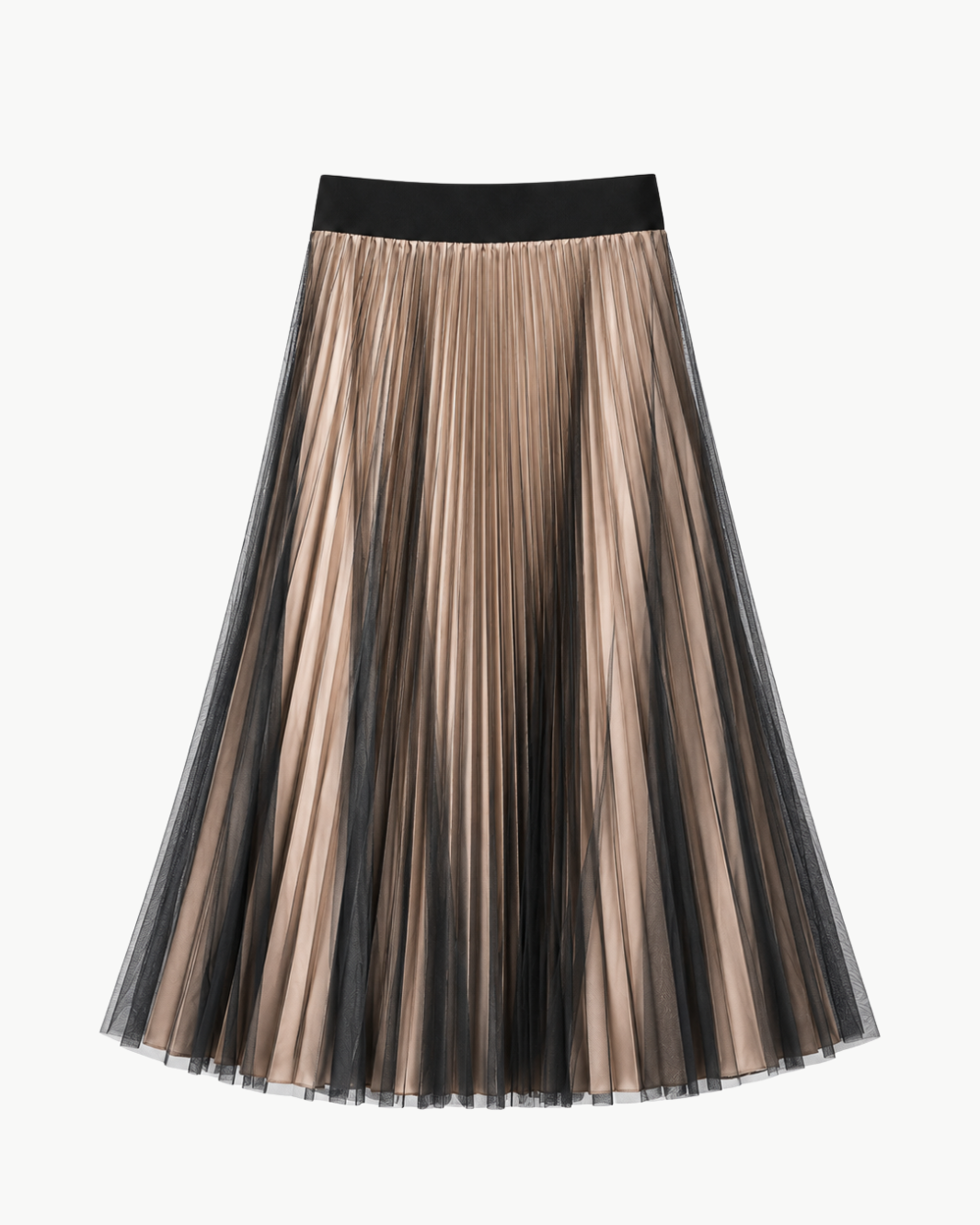 Classic Satin Skirt with Mesh Overlay
