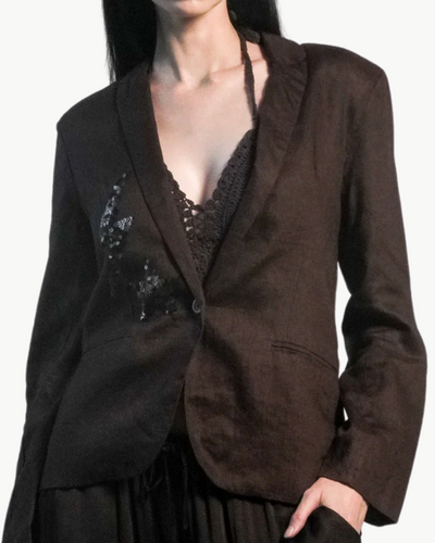 PARIS LINEN JACKET IN CHOCOLATE