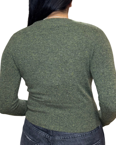 V NECK WITH HIGH CUFFS IN MARSH - Romi Boutique