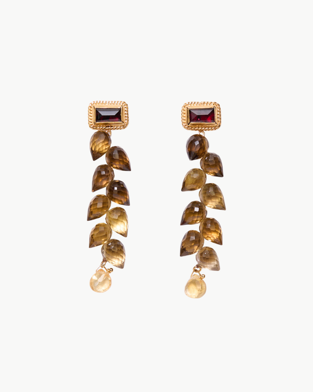 Whiskey Quartz Leaf Drop Earrings