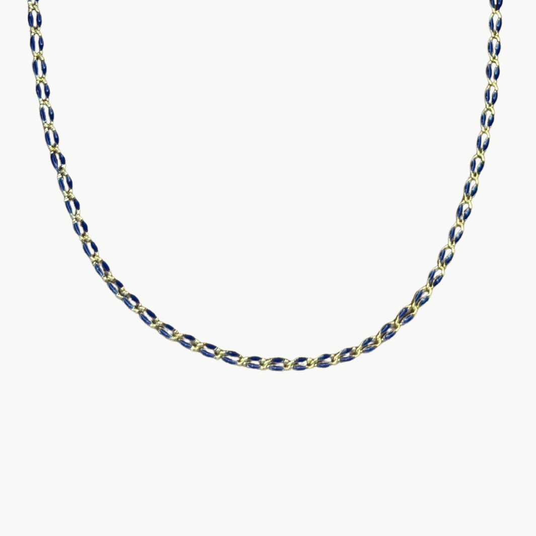 MARIT RAE OVAL LINK NECKLACE IN NAVY at Romi Boutique