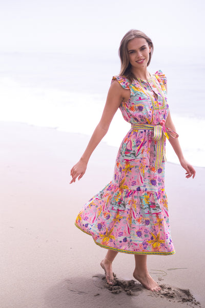 LOLA MIDI DRESS IN SUNSHINE PRINT