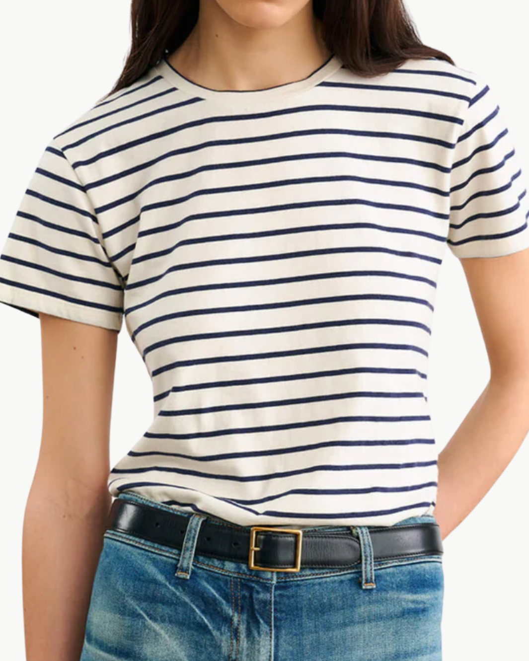 LANA TEE IN NAVY/NATURAL STRIPE