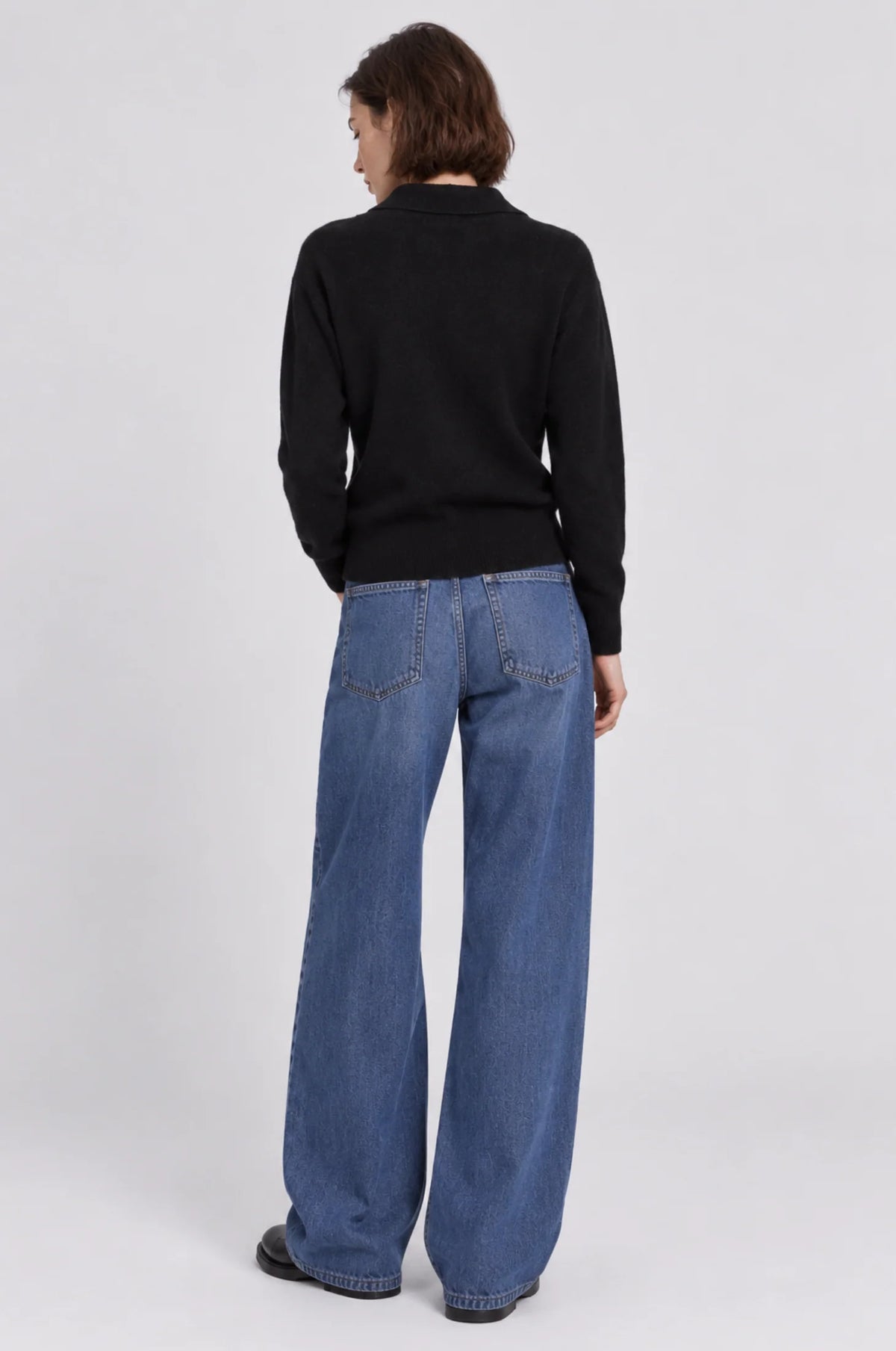 Minnie Rose Cashmere Henley Polo with Pocket at Romi Boutique
