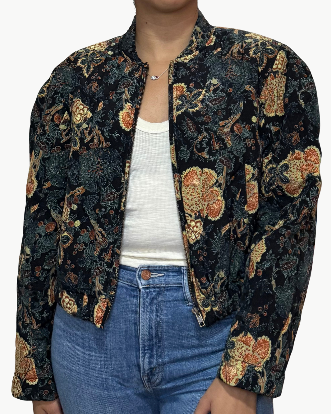 LAVINIA SILK QUILTED BOMBER JACKET IN NUIT