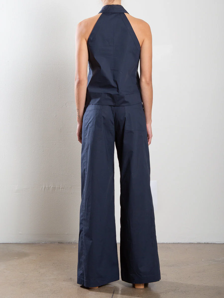 PHARAOH LENNOX PANT IN ITALIAN POPLIN IN INK at Romi Boutique