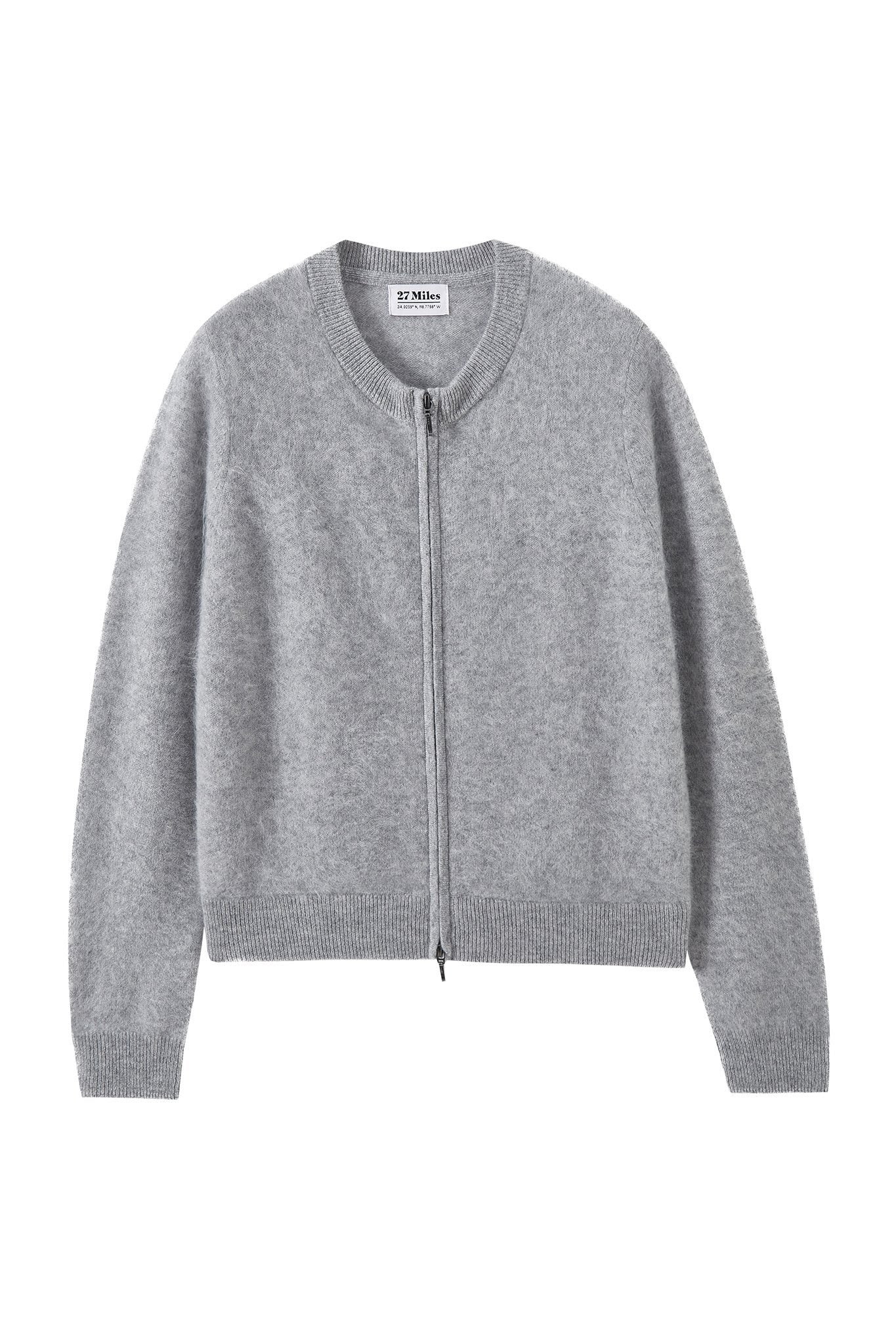 ELYSE FUZZY 2 WAY ZIP CARDIGAN IN HEATHER