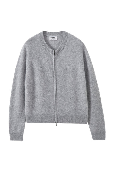 ELYSE FUZZY 2 WAY ZIP CARDIGAN IN HEATHER