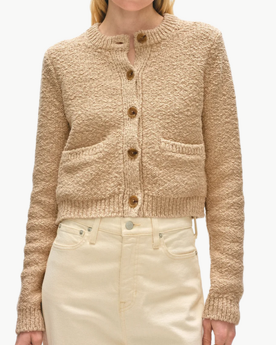 COTTON SLUB POCKET CARDIGAN IN SABLE - Romi Boutique