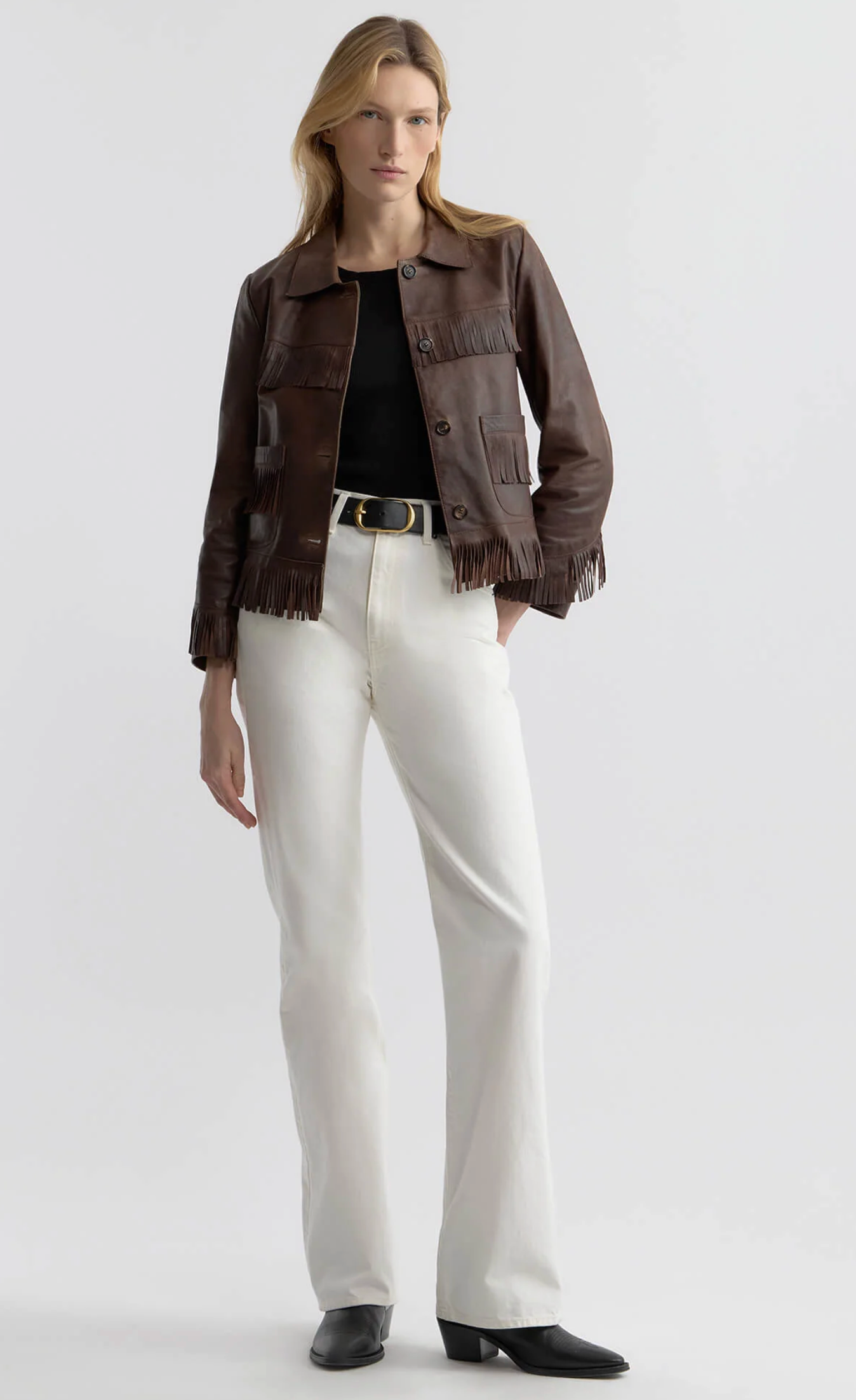 Nili Lotan Lazare Fringe Leather Jacket at Romi Boutique