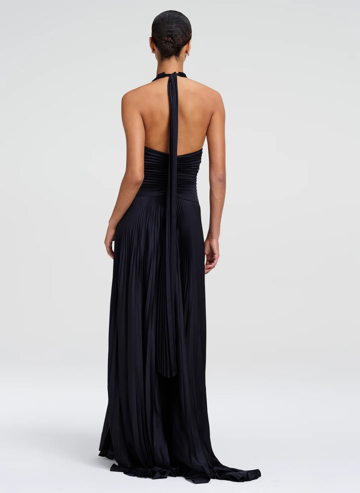 Sabine Scarf Tie Satin Pleated Gown