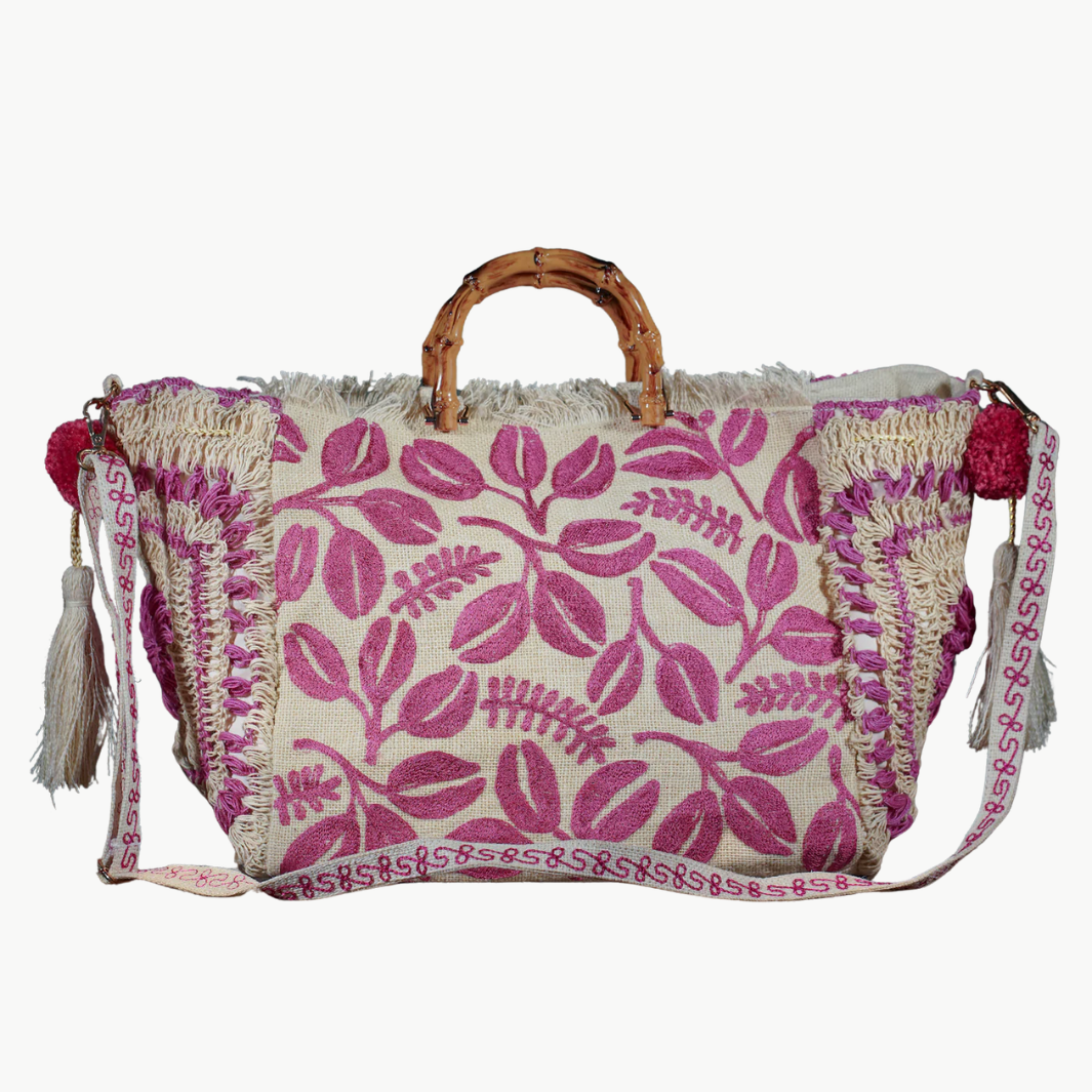 VIPUL SHAH HARYALI JUTE TOTE IN FUSCHIA at Romi Boutique