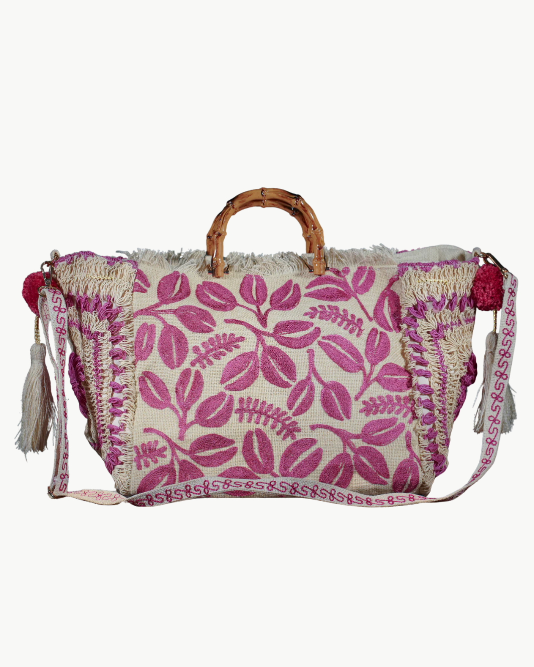 VIPUL SHAH HARYALI JUTE TOTE IN FUSCHIA at Romi Boutique