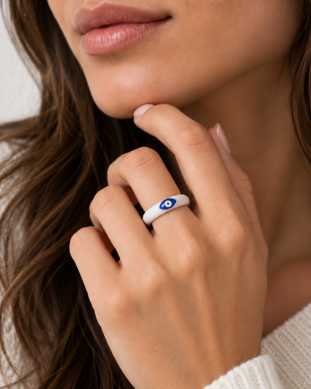 Enamel Evil Eye Silicone Ring
