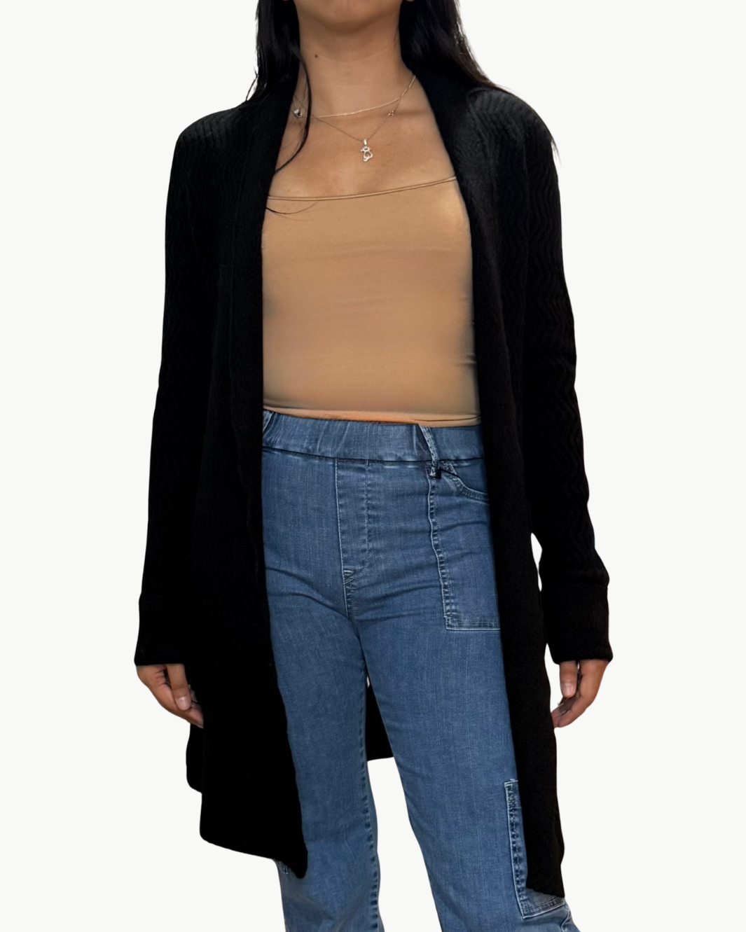 Oats Cashmere DAIS CARDIGAN IN BLACK at Romi Boutique