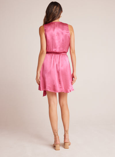 WRAP FRONT MINI DRESS IN TIDAL PINK - Romi Boutique