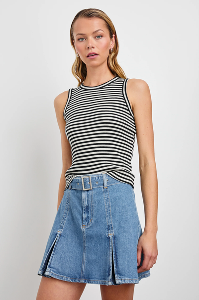 RACER TANK IN BLACK BIRCH STRIPE