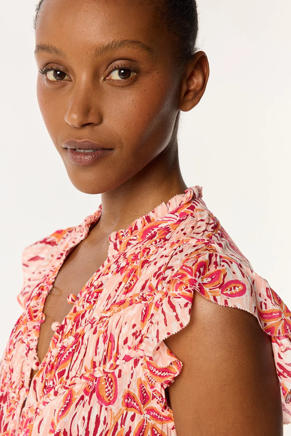 MINI DRESS CALLIE IN PINK EXOTIC FOREST - Romi Boutique
