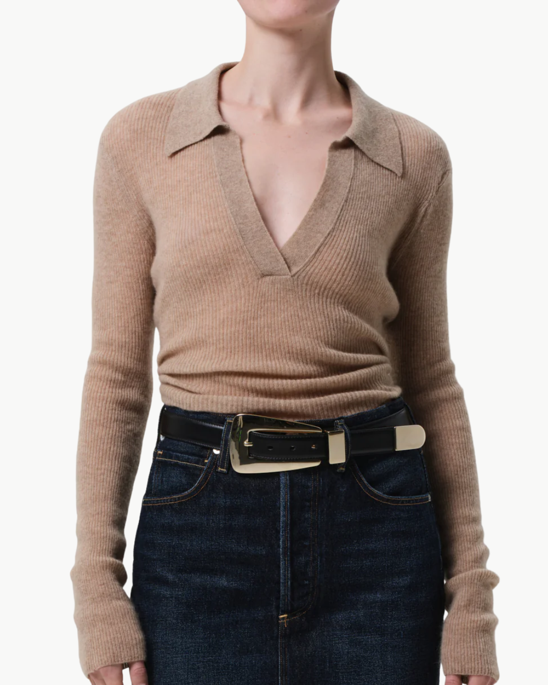SIMONE POLO SWEATER IN MUSHROOM
