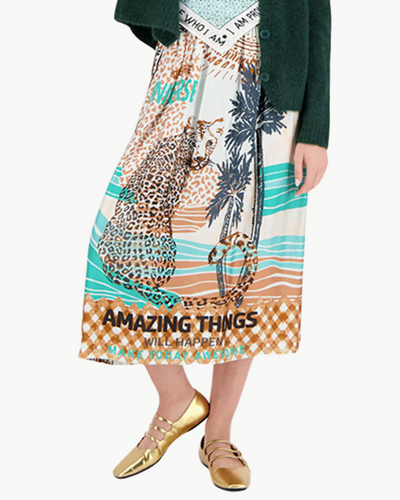 VANESSA PRINTED MIDI SKIRT IN TROPICAL SAFARI