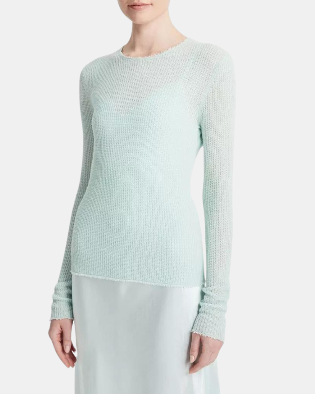 WAFFLE STITCHED CASHMERE SILK SWEATER IN SEA STAR - Romi Boutique