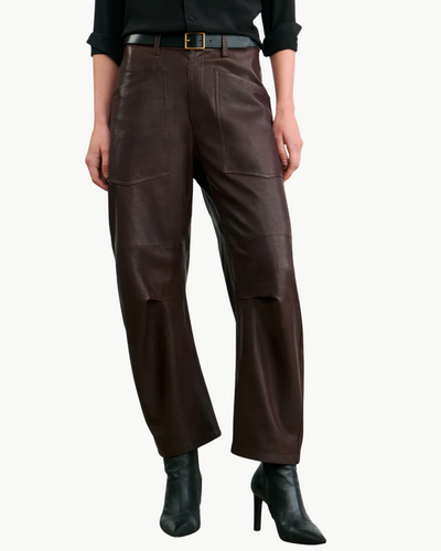 SHON LEATHER PANT IN DARK BROWN