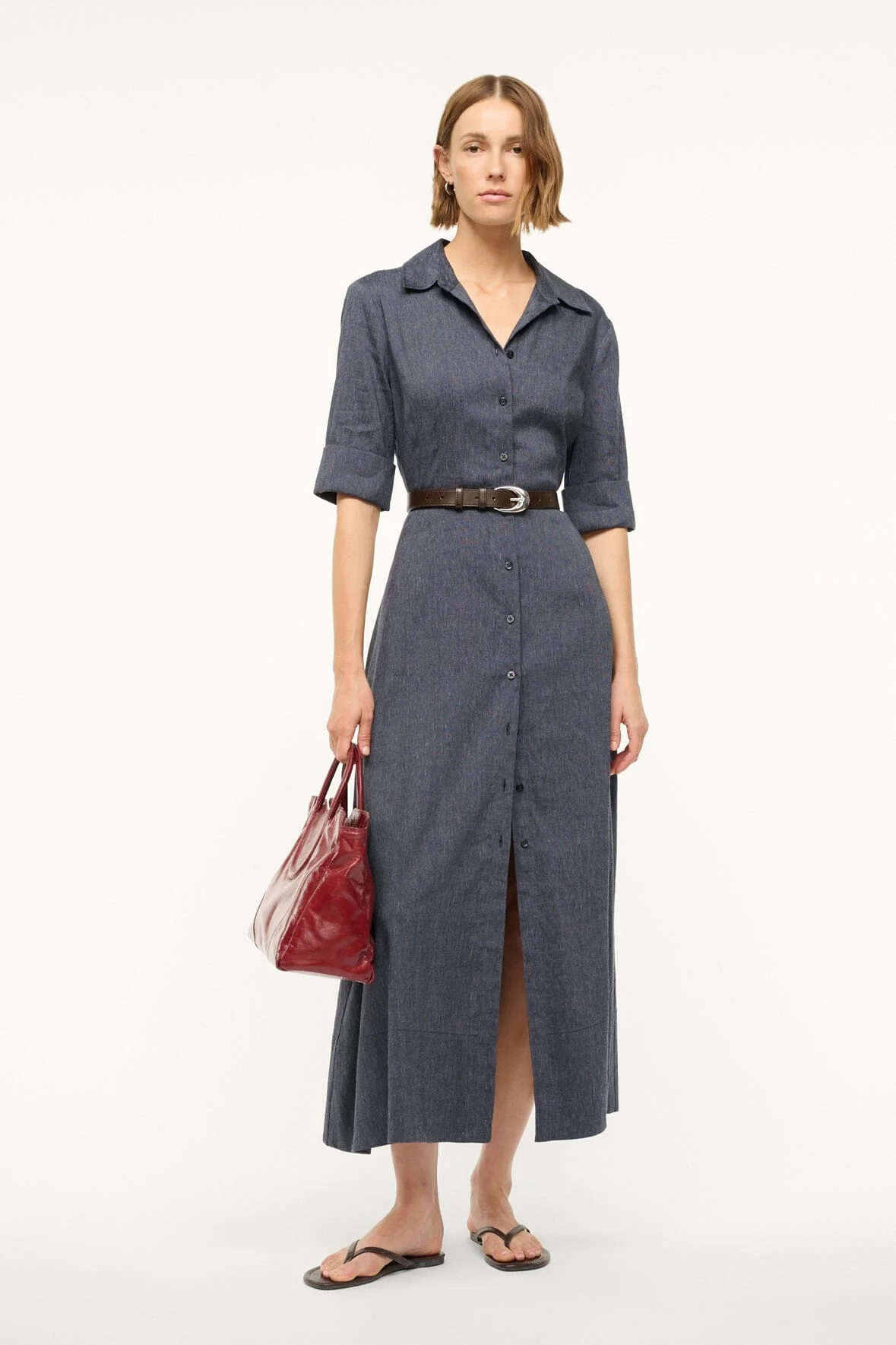 JOAN LINEN DRESS IN CHAMBRAY