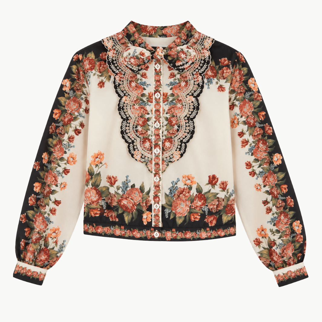 FARM Rio Winter Floral Long Sleeve Shirt at Romi Boutique