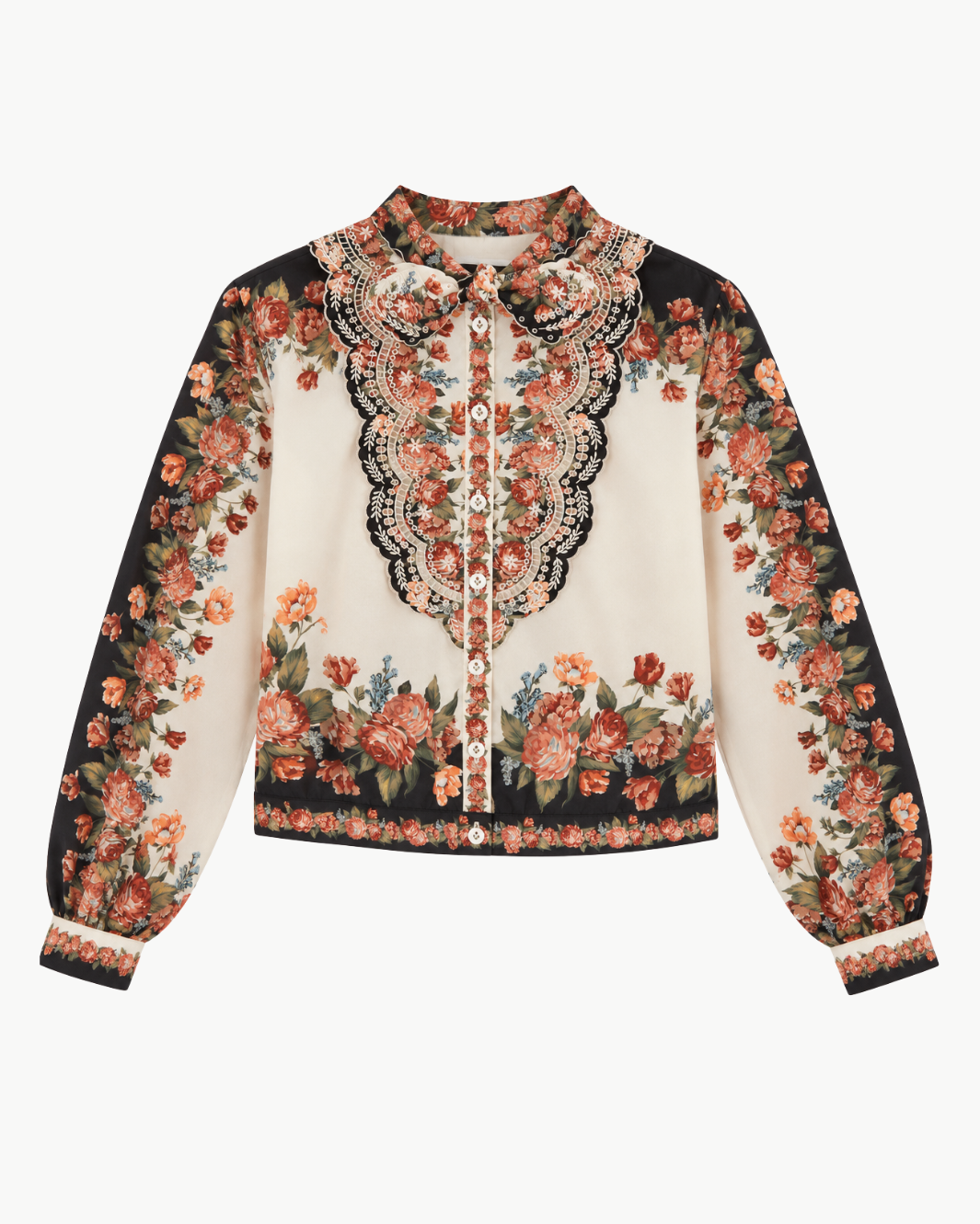 FARM Rio Winter Floral Long Sleeve Shirt at Romi Boutique