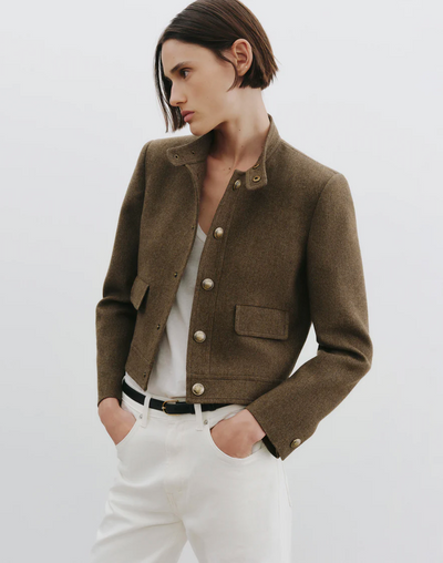 HADLEY CROPPED JACKET IN MOSS GREEN
