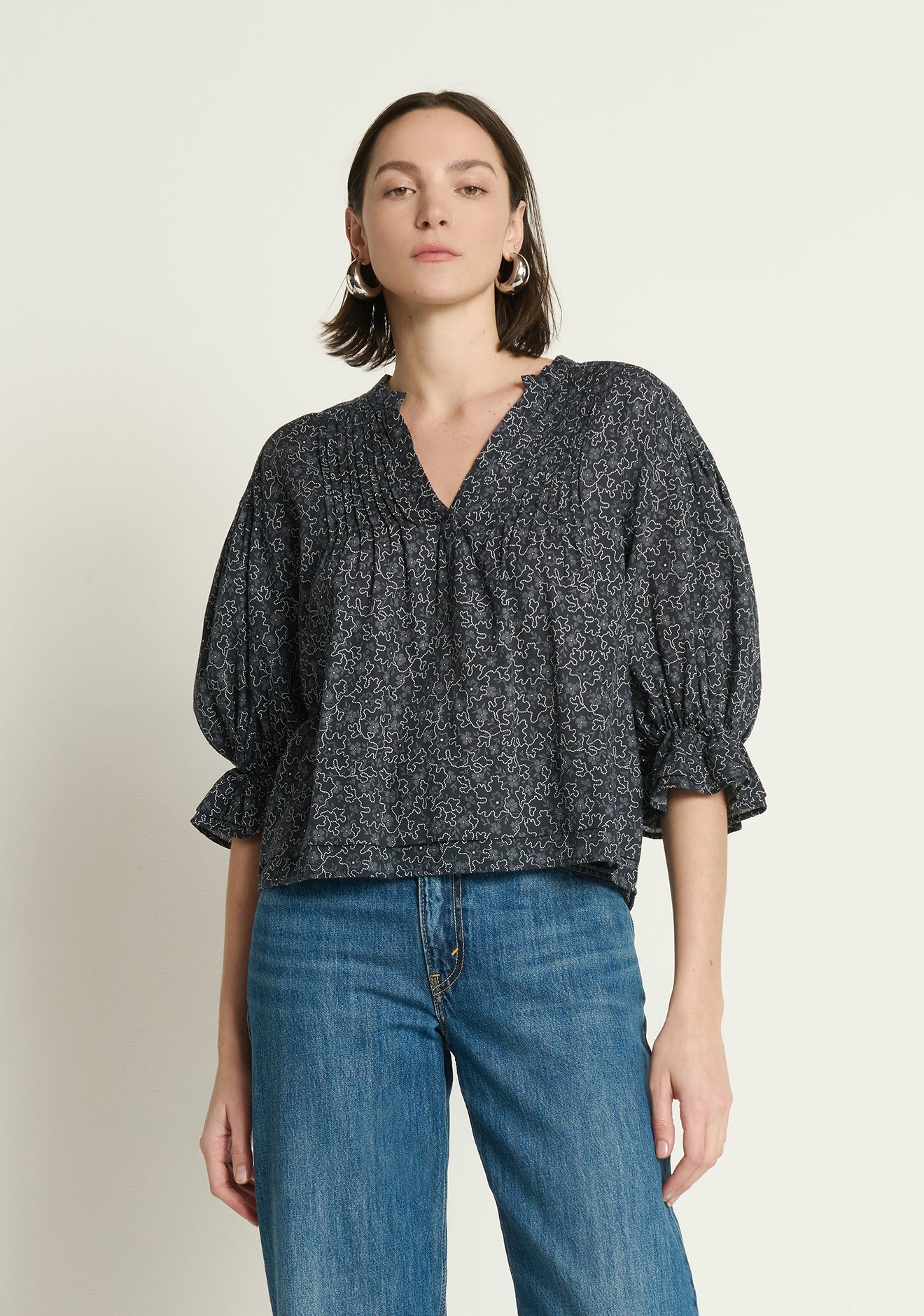 SCARLET PINTUCK BLOUSE IN SANTA FE FLORAL