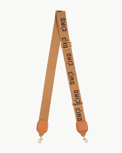 ADJUSTABLE CROSSBODY CIAO STRAP IN TAN & CHOCOLATE