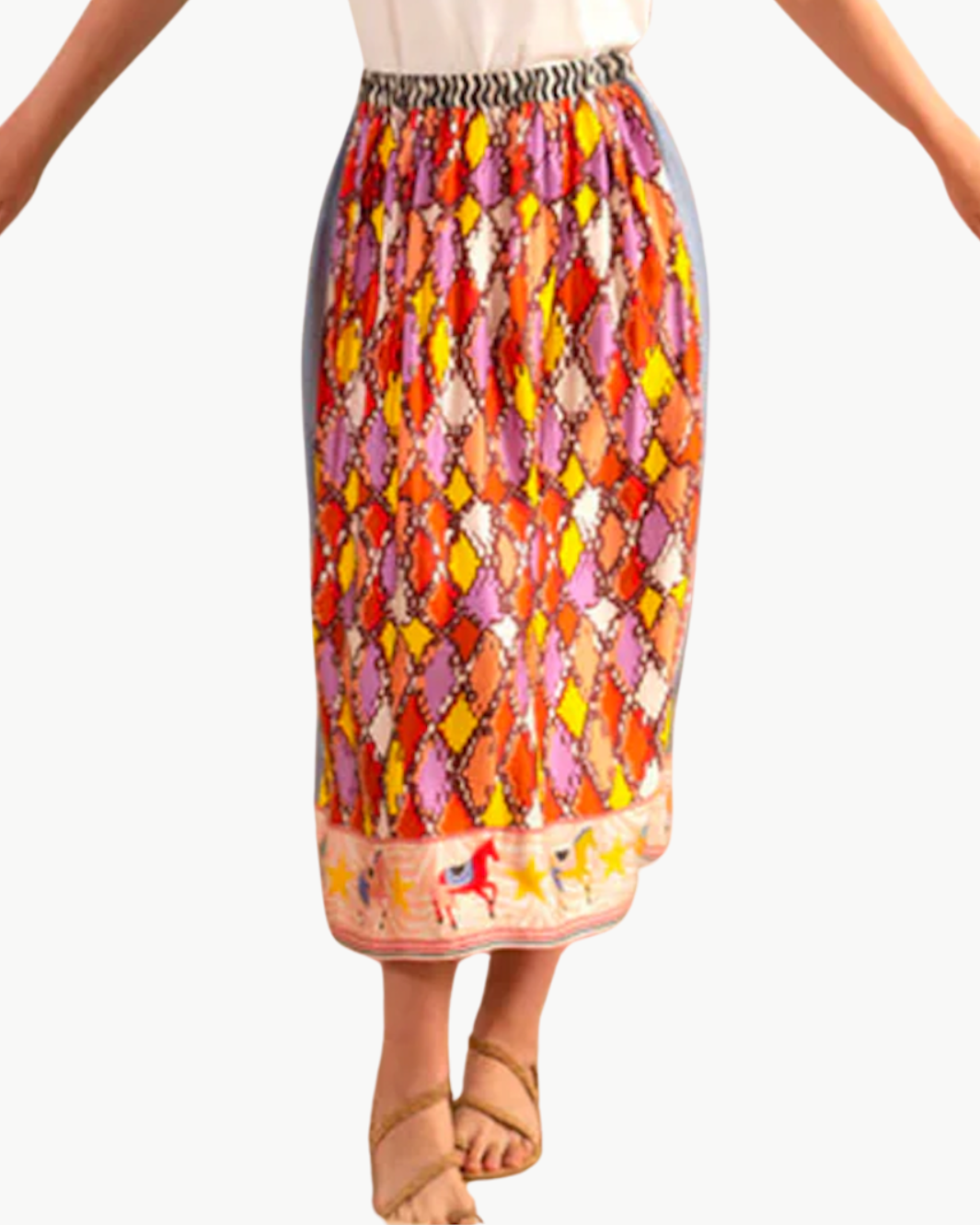 Me369 ALEXA PRINTED MIDI SKIRT at Romi Boutique