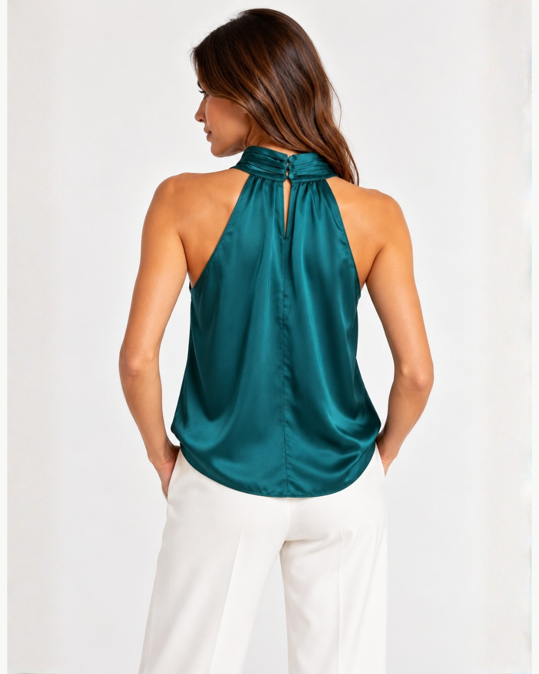Go Silk Go High Neck Halter at Romi Boutique