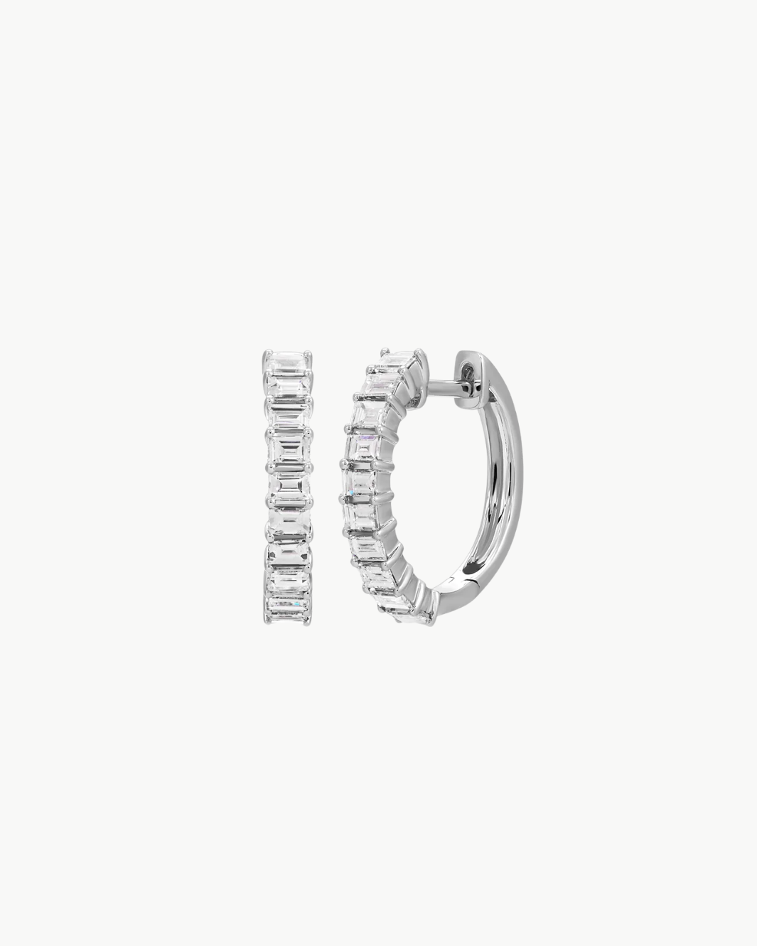 EF Collection Prong Set Diamond Baguette Hoop Earrings at Romi Boutique