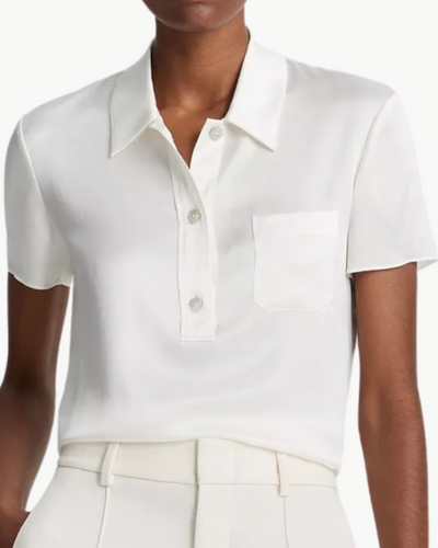 SILK SHORT-SLEEVE POLO IN OFF-WHITE
