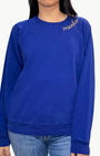 I Stole My Boyfriend's Shirt MENLO CREW SWEATSHIRT IN BLUE/GOLD at Romi Boutique
