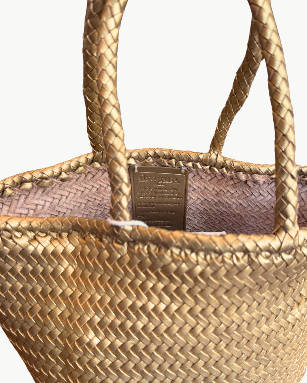 Dragon Diffusion GRACE BASKET SMALL IN GOLD at Romi Boutique