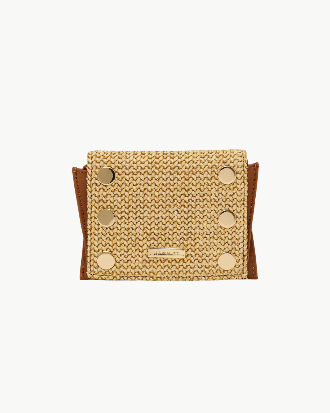 ALLEN WALLET IN COCOA RAFFIA/GOLD - Romi Boutique
