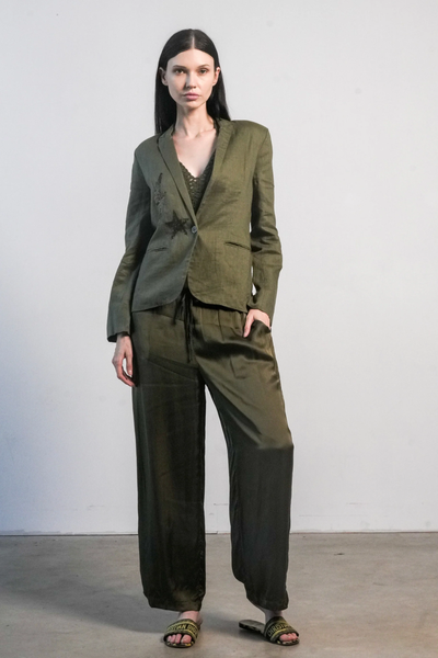 PARIS LINEN JACKET IN OLIVE