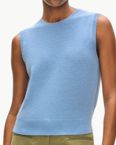 CASHMERE SHELL TANK IN SOFT BLUE