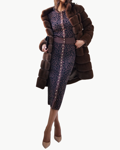 CHRISTIE FAUX FUR COAT IN HAZELNUT
