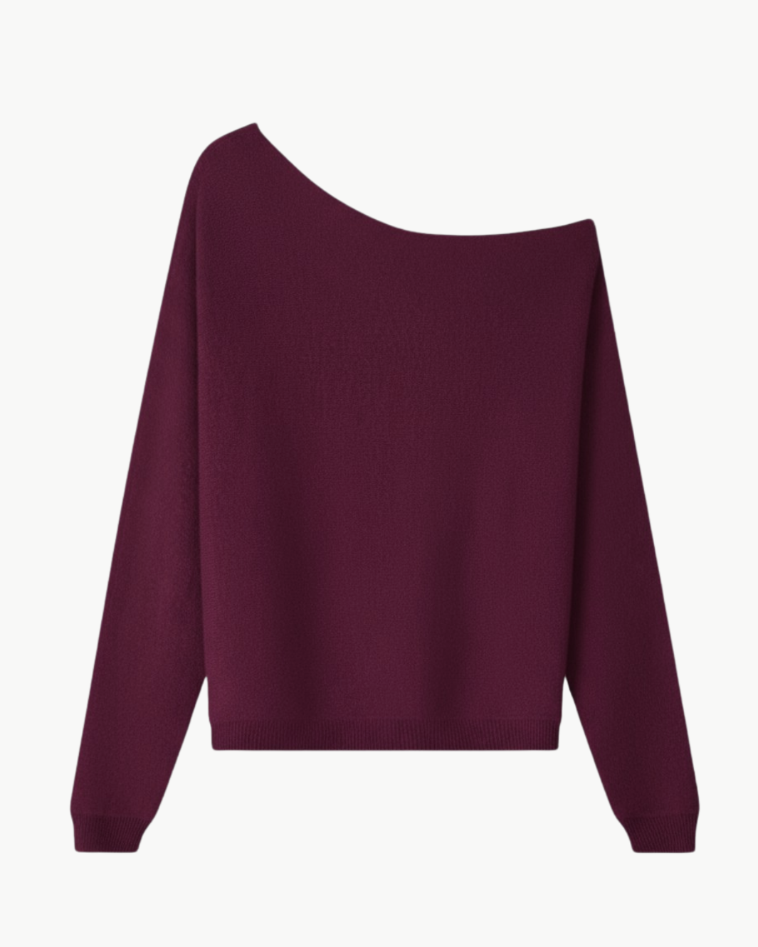 CASHMERE OFF THE SHOULDER TOP IN BORDEAUX - Romi Boutique