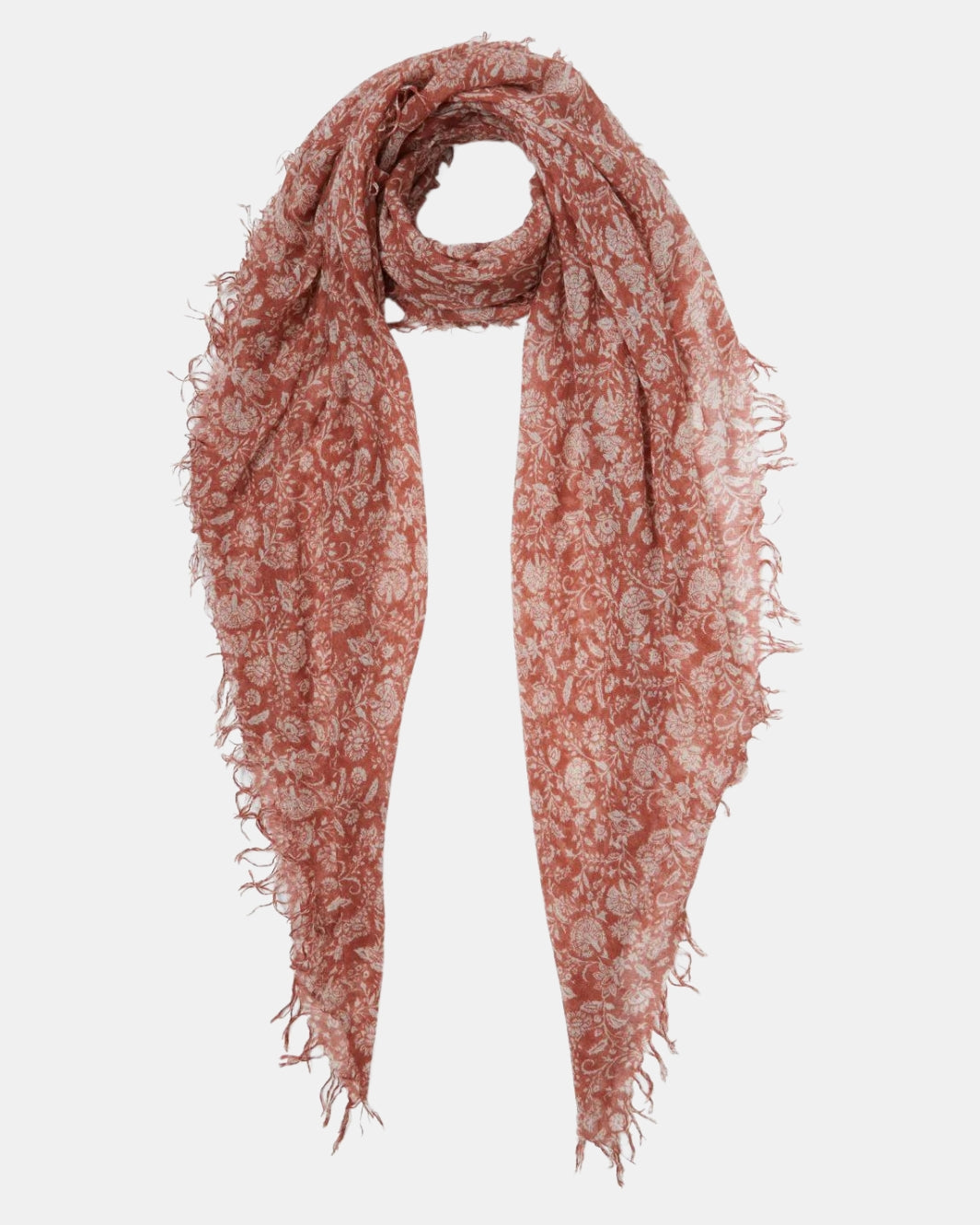 DAHLIA FLORAL CASHMERE AND SILK SCARF IN SEQUOIA - Romi Boutique
