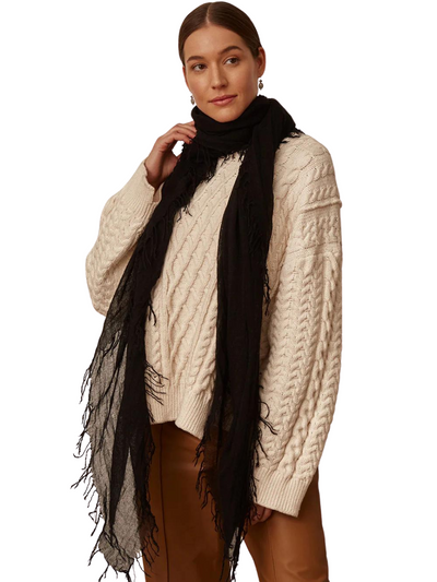 BLACK CASHMERE AND SILK SCARF