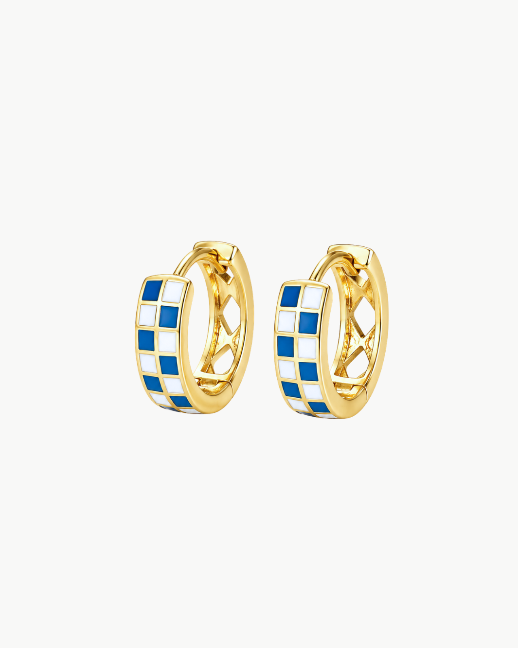 Romi Blue & White Checkered Hoops at Romi Boutique